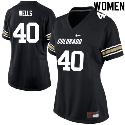 Women #40 Carson Wells Colorado Buffaloes College Football Jerseys Sale-Black - Click Image to Close